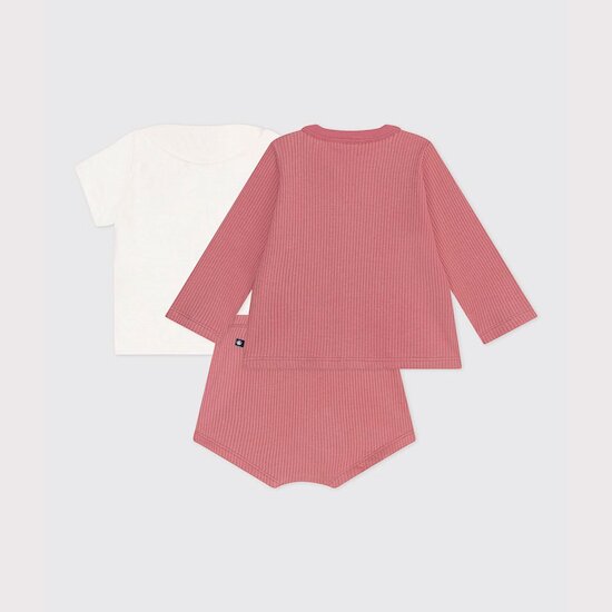Ensemble naissance trois pièces en coton et t-shirt à col brodé   de Petit Bateau