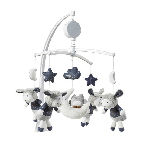 Merlin mobile musical Gris / Bleu  de Sauthon Baby's Sweet Home