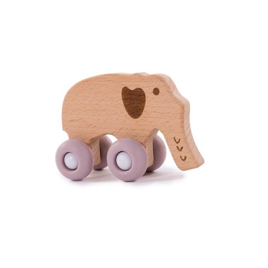 B-jouet en bois sur roulettes B-Elephant rose  de Bo Jungle