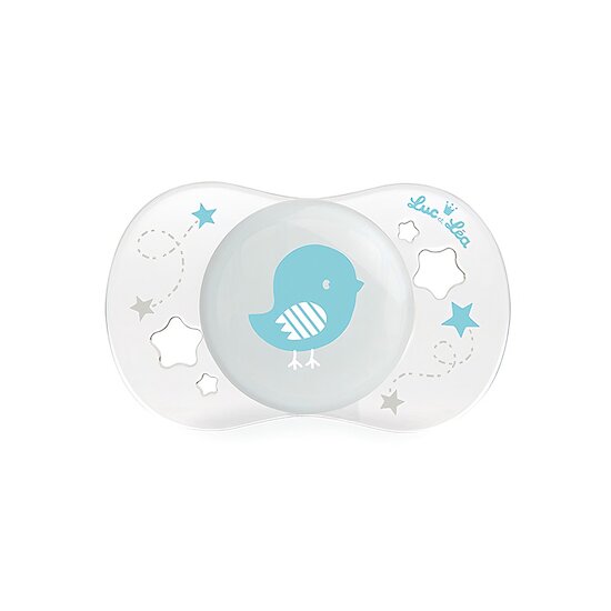 Sucette nouveau-né symétrique en silicone Bleu 0-2 mois de Luc et Léa Sucette nouveau-né symétrique en silicone Bleu 0-2 mois de Luc et Léa