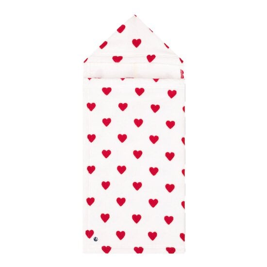 Cape de bain cœurs en éponge Rouge/Blanc Taille unique de Petit Bateau