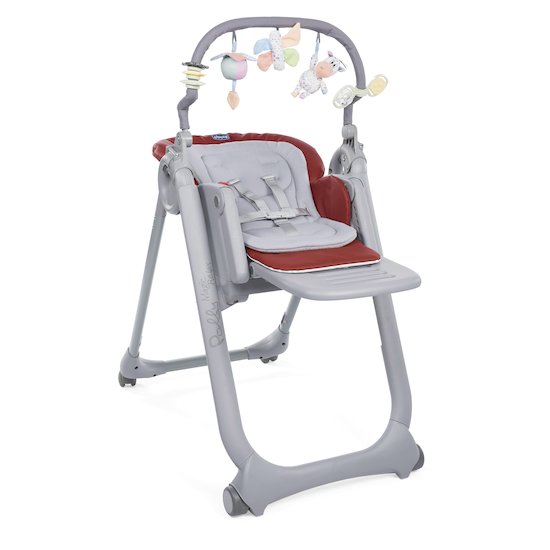 Chaise haute Polly Magic Relax 4 roues Red Passion  de Chicco