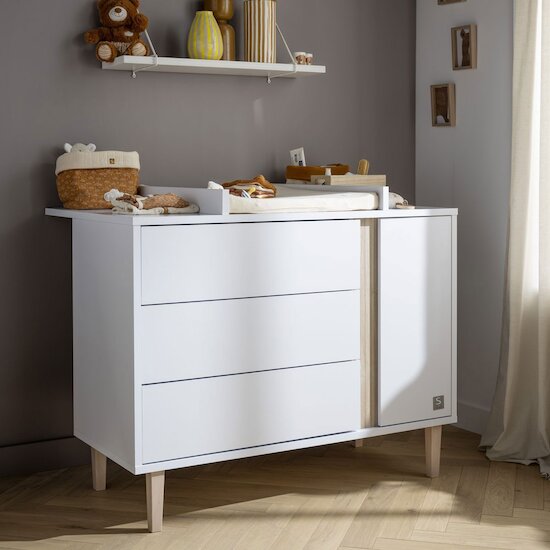 Paloma Dispositif à langer 15kg intégral - pour commode 3 tiroirs 1 porte Blanc neige  de Sauthon Baby's Sweet Home Paloma Dispositif à langer 15kg intégral - pour commode 3 tiroirs 1 porte Blanc neige  de Sauthon Baby's Sweet Home