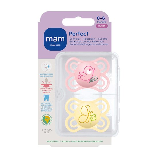 Lot 2 Sucettes Perfect Night Silicone Aléatoire   de Mam