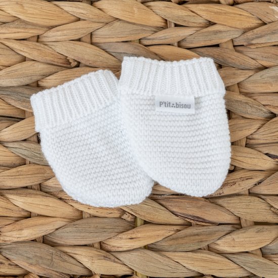 Moufles bio collection Tricot Blanc  de P'tit bisou Moufles bio collection Tricot Blanc  de P'tit bisou