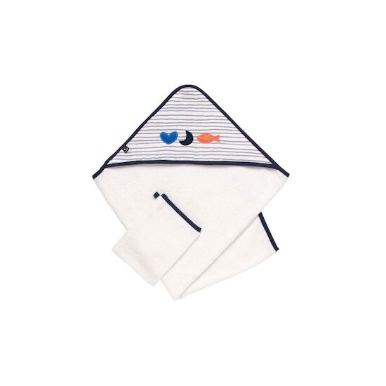 Baby Sailor Cape de bain + gant  75 x 75 cm de Sauthon Baby Déco Baby Sailor Cape de bain + gant  75 x 75 cm de Sauthon Baby Déco