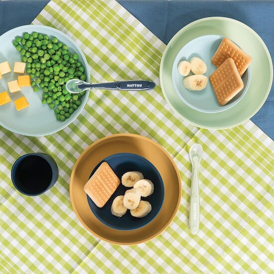 Coffret repas 2pcs assiette Bleu/Vert  de Nattou