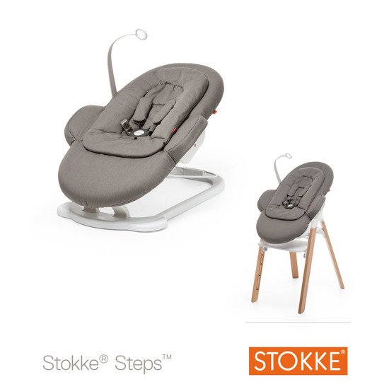 Transat Steps™ Chevrons gris / Châssis blanc  de Stokke®