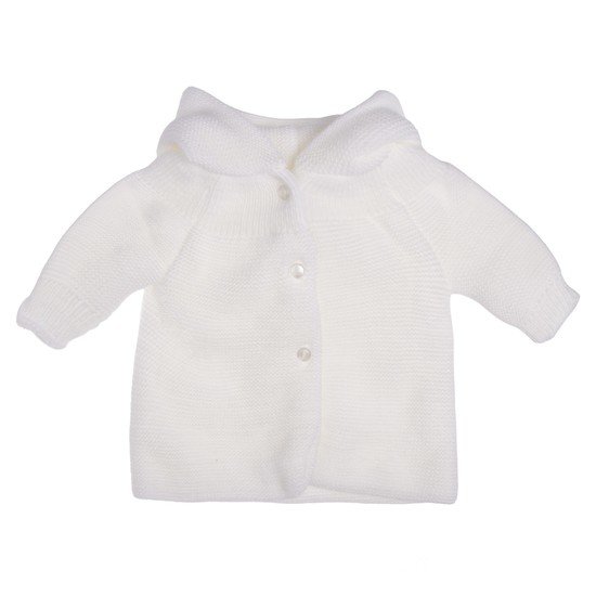 Paletot long collection Tricot Blanc Naissance de P'tit bisou