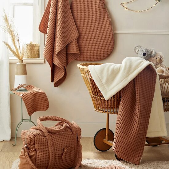 Maxi Couverture Coton Gaufre Cassonade  de BB&Co Maxi Couverture Coton Gaufre Cassonade  de BB&Co