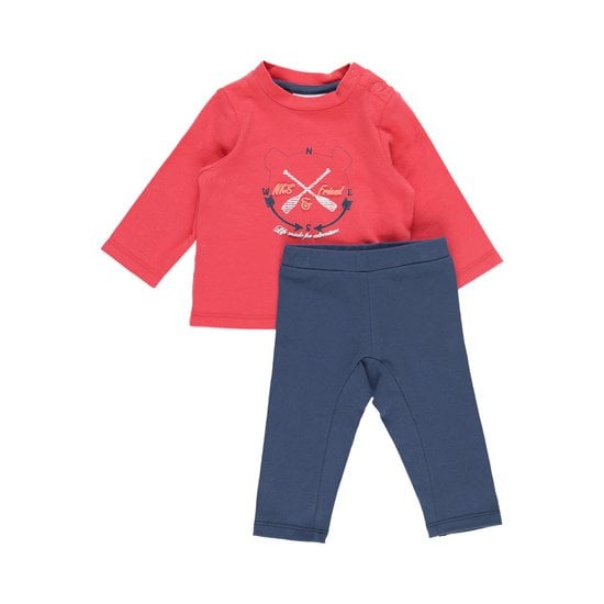 Ensemble t-shirt pantalon collection Bord de mer Garçon Rouge / Bleu 6 mois de Noukies