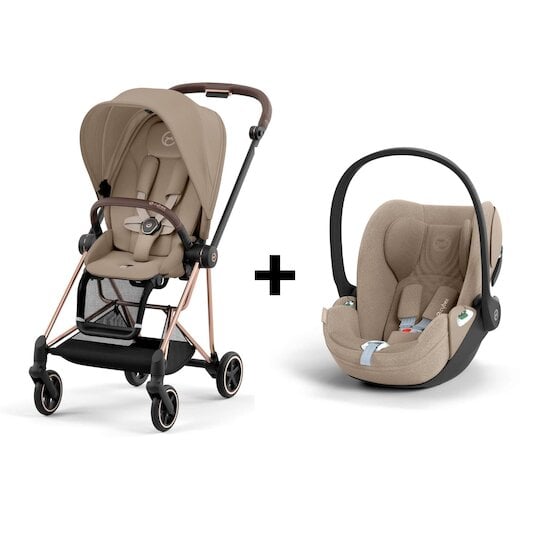 Pack duo Mios Noir / Beige : poussette Mios 3 + Pack Siège + Siège auto Cloud T   de CYBEX