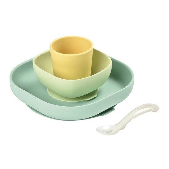 Set vaisselle silicone 4 pièces  jaune  de Béaba