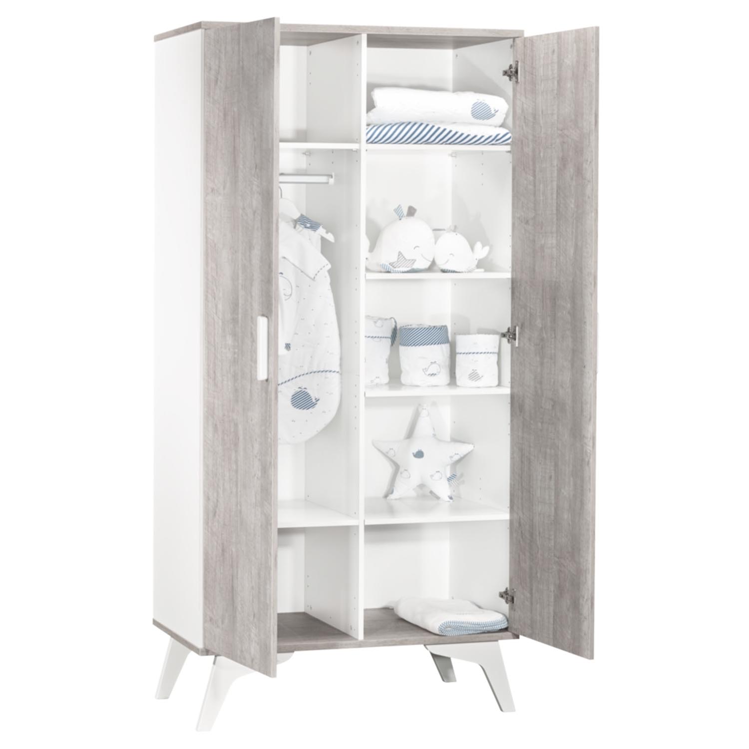 Neo armoire 2 portes Gris Loft de Sauthon Baby's Sweet Home, Armoires 2
