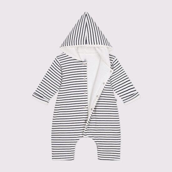 Combinaison longue ouatinée à capuche en coton Marshmallow 18 mois de Petit Bateau Combinaison longue ouatinée à capuche en coton Marshmallow 18 mois de Petit Bateau