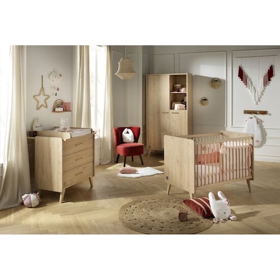 Chambre Arty : Lit 60x120 + Commode + Armoire   de Sauthon Baby's Sweet Home