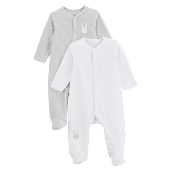 Lot 2 pyjamas Y Lapin Câlin Blanc  de P'tit bisou