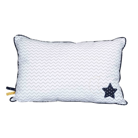 Hello coussin rectangulaire  Blanc / Marine   de Sauthon Baby's Sweet Home