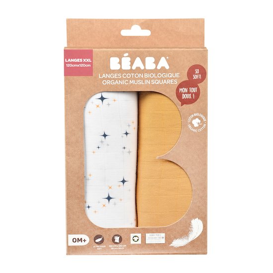 Lot de 2 langes bio XXL Nuit étoilée  de Béaba