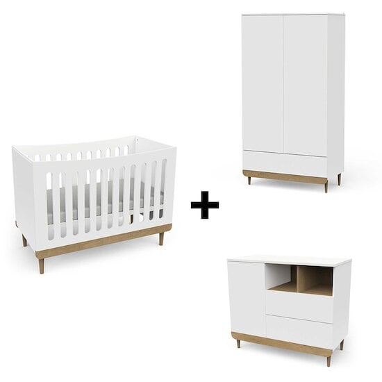 Chambre Scandinave : Lit 60 x 120 cm + Commode + Armoire   de CBA Meubles