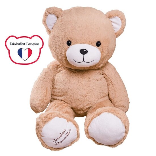 Peluche Géante Gaston l'Ourson Beige 100 cm de Piou Piou et Merveilles