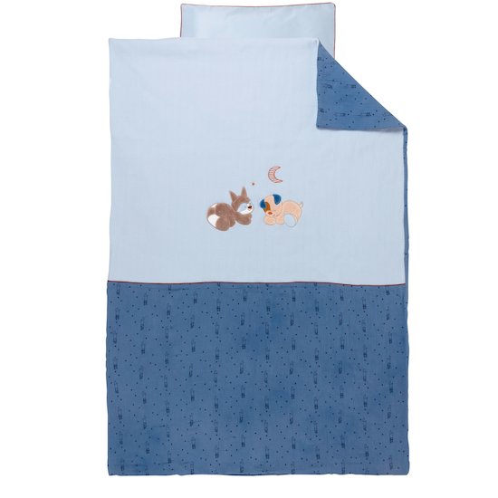 Jim & Bob Housse de couette et taie d’oreiller Bleues  de Nattou