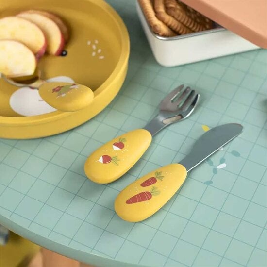 Trois petits lapins Set couverts Ocre  de Moulin Roty