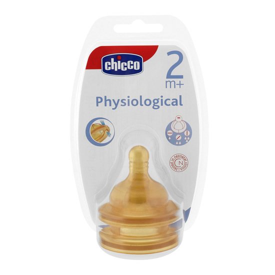 Tétine physiologique anti-hoquet en latex x 2  2 mois + de Chicco