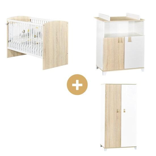 Chambre Paulin : lit 60x120 + armoire + commode   de Sauthon Baby's Sweet Home