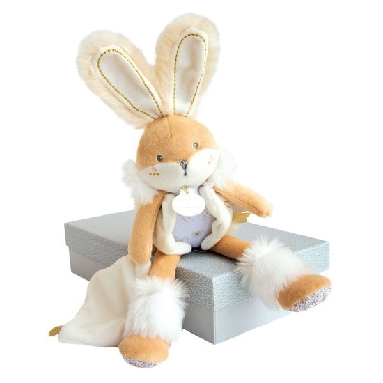 Lapin de sucre Pantin avec doudou Blanc  de Doudou et Compagnie