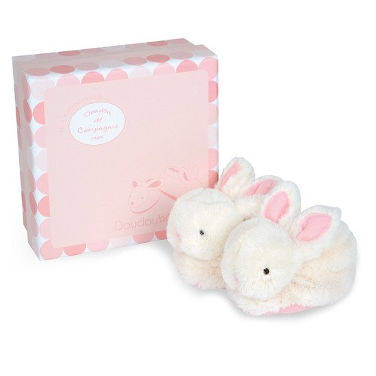 Chaussons Lapin Bonbon Rose  de Doudou et Compagnie