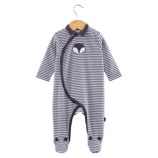 Pyjama rayures collection Little Fox Gris Naissance de P'tit bisou