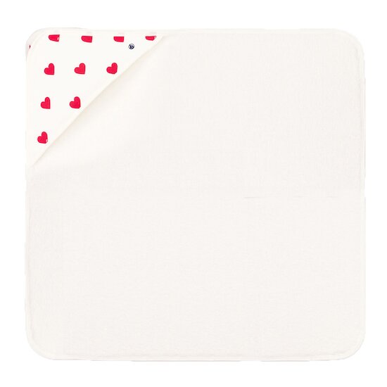 Carré de bain cœurs en coton Blanc Taille unique de Petit Bateau