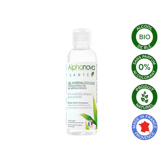 Gel hydroalcoolique à l'alcool de blé bio  100 ml de Alphanova santé