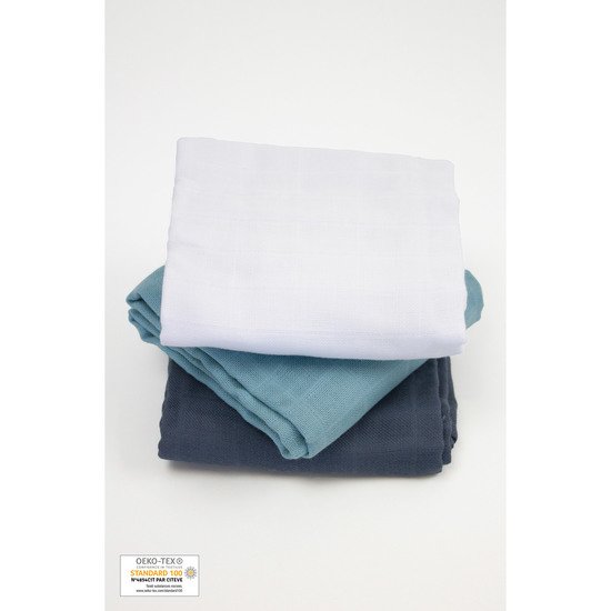 Set de 3 langes unis coton bio