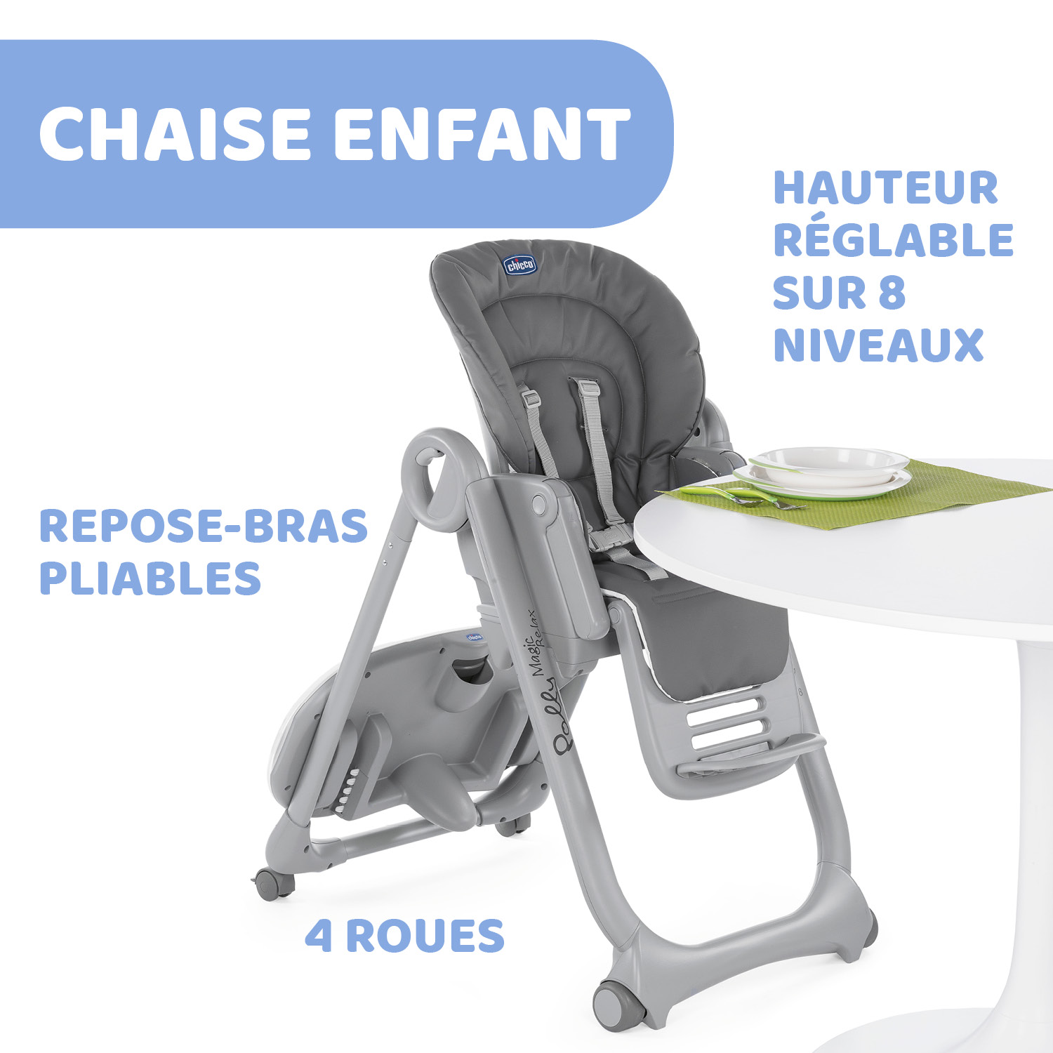 Chaise Haute Polly Magic Relax 4 Roues Graphite De Chicco Chicco Aubert Chaise Haute Polly Magic Relax 4 Roues Graphite De Chicco Chicco Aubert