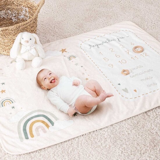 Couverture étape Bébé Eloic Beige 80 x 120 cm de Atmosphera Couverture étape Bébé Eloic Beige 80 x 120 cm de Atmosphera