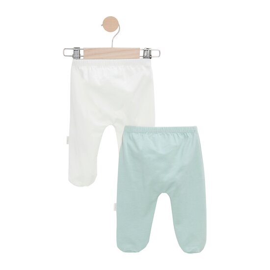 Lot de 2 Leggings avec pieds Sauge / Écru  de P'tit bisou Lot de 2 Leggings avec pieds Sauge / Écru  de P'tit bisou