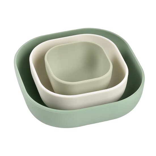 Lot de 3 bols en silicone Vert sauge  de Béaba