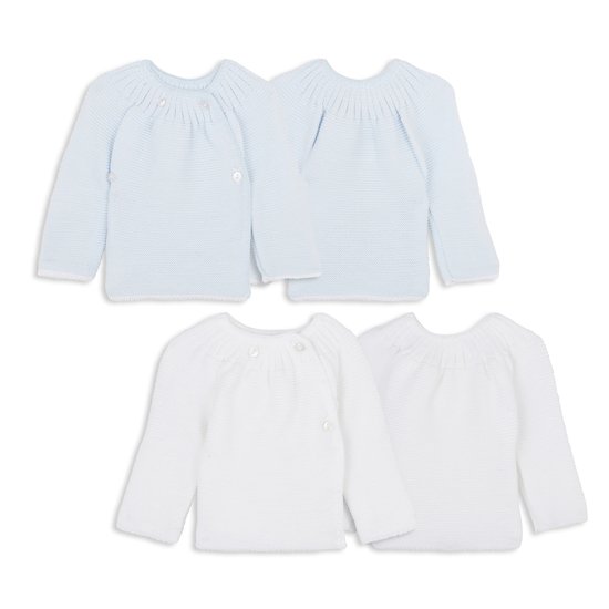 Lot 2 brassières Blanc/Bleu 0-1 mois de P'tit Bisou Petit Prix