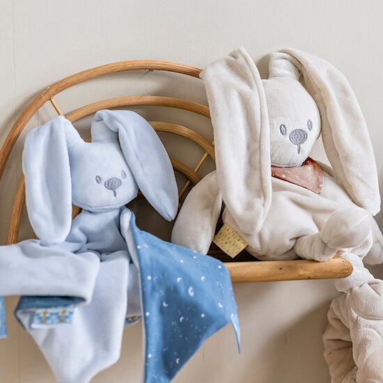 Lapidou grand doudou lapin  - Glow in the dark  Bleu pastel 65 cm de Nattou