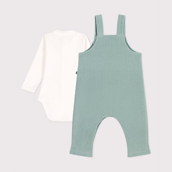 Ensemble naissance salopette et body brodé en coton   de Petit Bateau