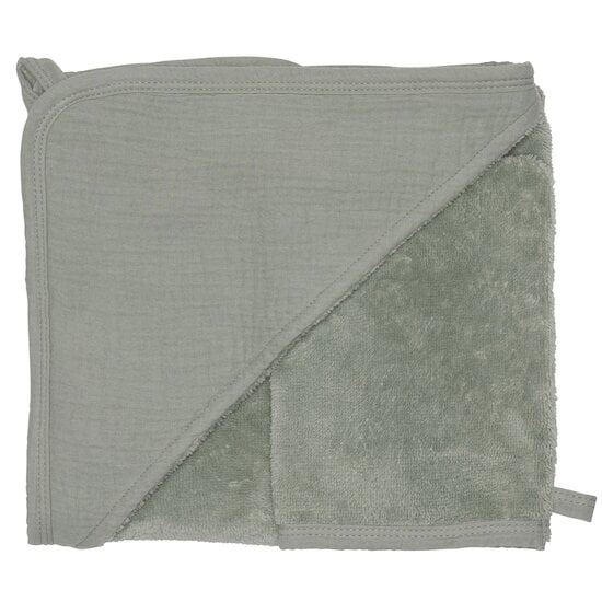Cape de bain + gant en bambou & gaze Vert de gris  de BB&Co