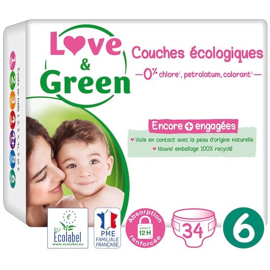 Couches écologiques Blanc T6 de Love & Green