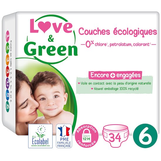 Couches écologiques Blanc T6 de Love & Green