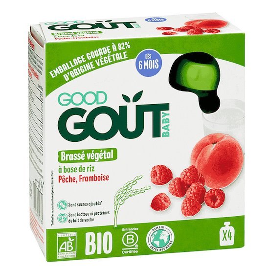 Brassé à base de riz pêche framboise  4 x 85 g de Good Goût