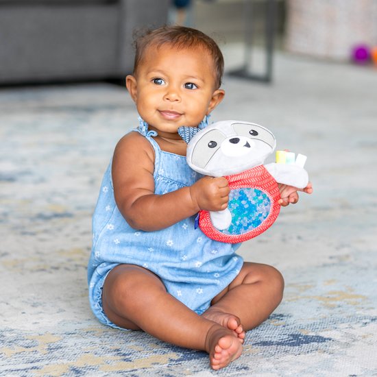 Doudou raton laveur sensoriel Beige  de Infantino