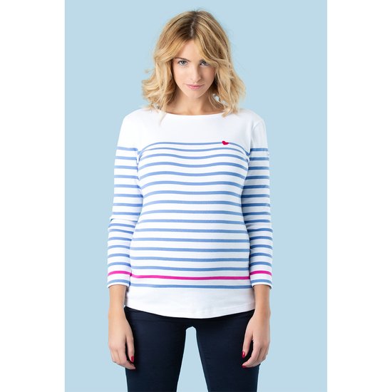 Marinière de grossesse Brest Blanc / Bleu  de Cache Coeur