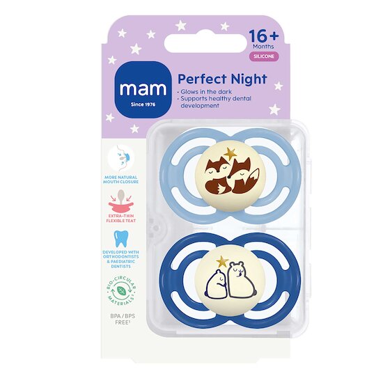 Lot 2 Sucettes Perfect Night Silicone Aléatoire   de Mam