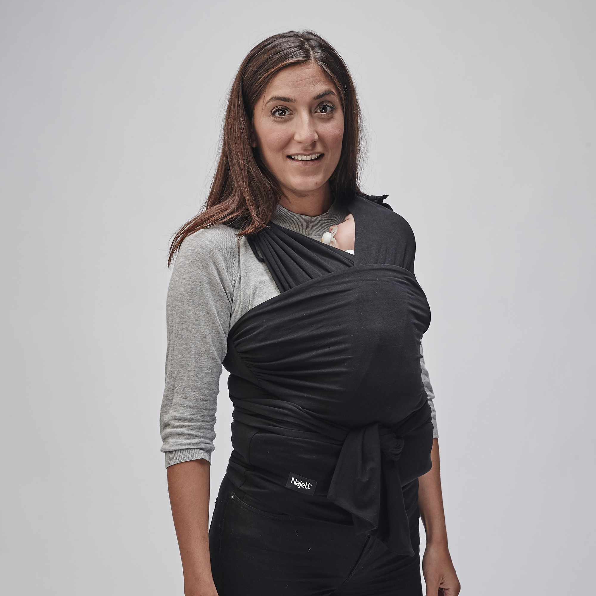 Portebébé Najell wrap Charcoal Black L/XL de Béaba, Portebébé ventral Aubert